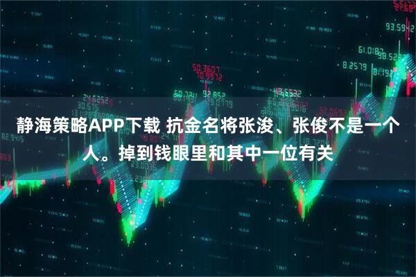静海策略APP下载 抗金名将张浚、张俊不是一个人。掉到钱眼里和其中一位有关